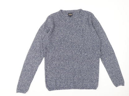 Solid Men's Blue L Knitted Pullover Jumper