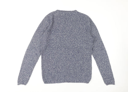 Solid Men's Blue L Knitted Pullover Jumper
