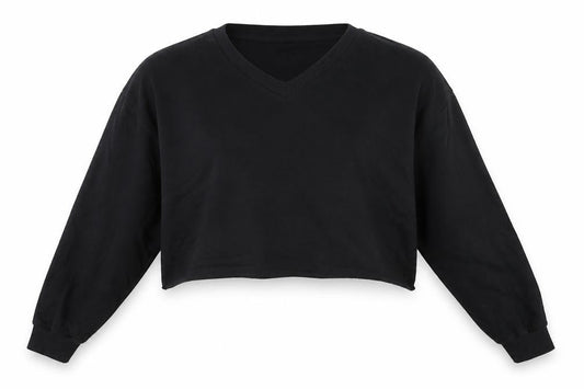 Front view of ASOS DESIGN Women’s Black V-Neck Pullover Sweatshirt