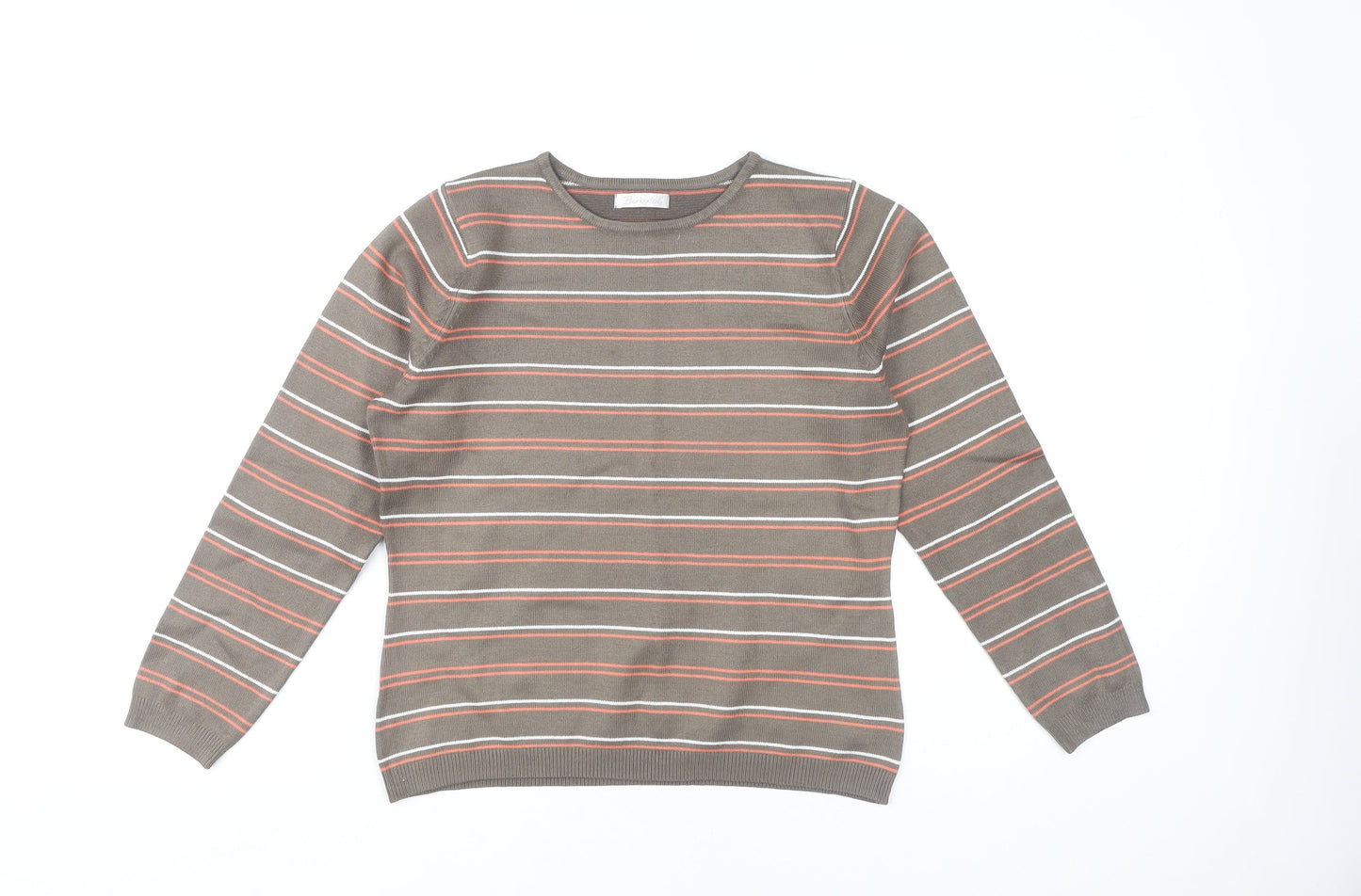 Berkertex Women Brown Striped Knit Jumper Long Sleeve Size 16