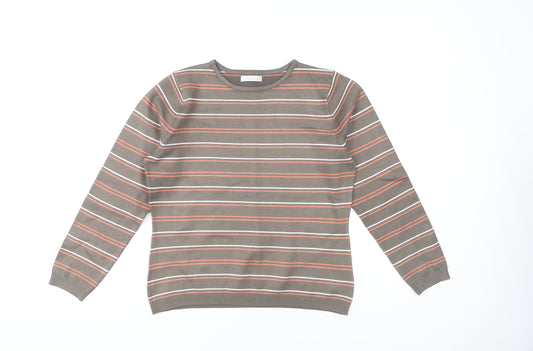 Berkertex Women Brown Striped Knit Jumper Long Sleeve Size 16