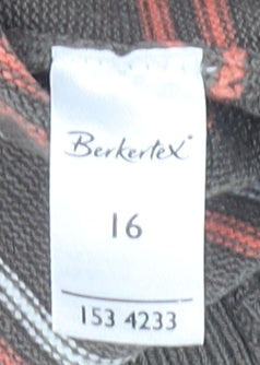 Berkertex Women Brown Striped Knit Jumper Long Sleeve Size 16