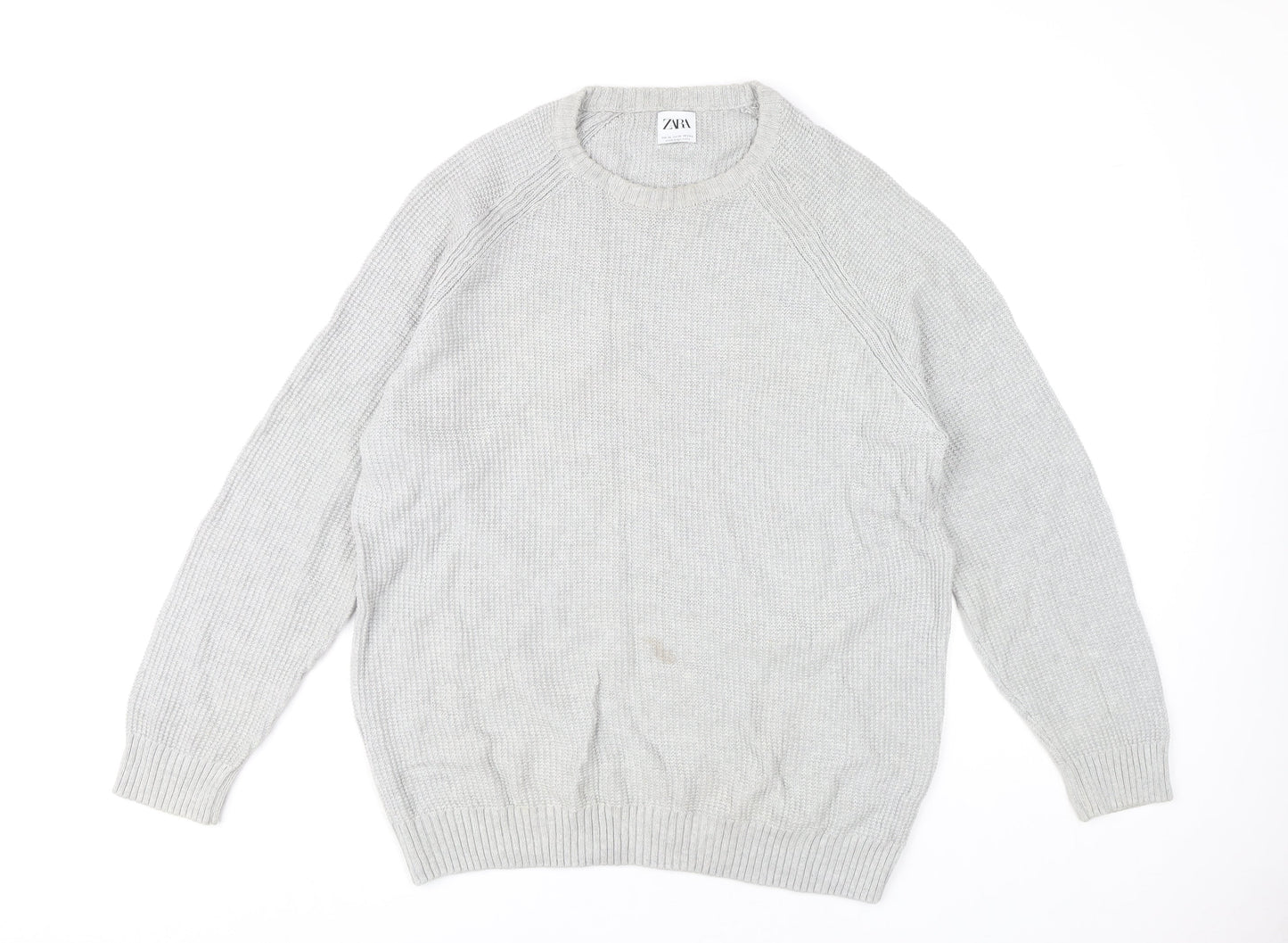 Zara Men's Grey XL Crew Neck Pullover Jumper