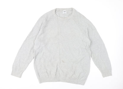 Zara Men's Grey XL Crew Neck Pullover Jumper