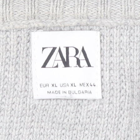 Zara Men's Grey XL Crew Neck Pullover Jumper