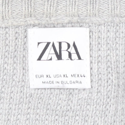 Zara Men's Grey XL Crew Neck Pullover Jumper