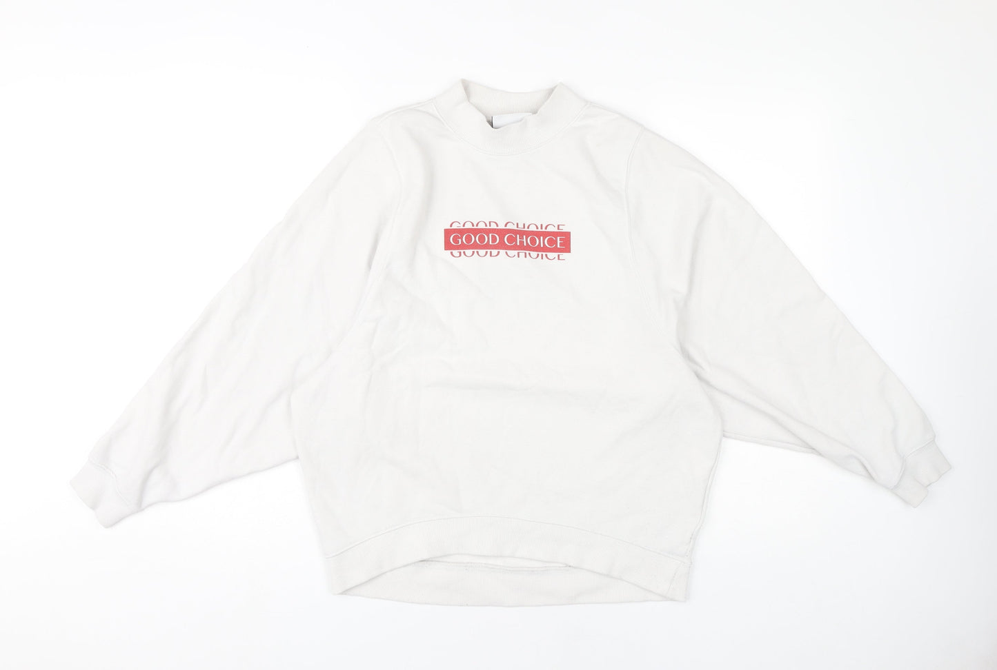 Monki Women's White Mock Neck Pullover Sweatshirt XXS