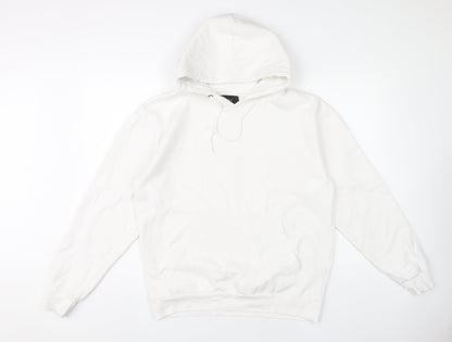 Zara Men's White Pullover Hoodie Size M