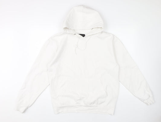 Zara Men's White Pullover Hoodie Size M