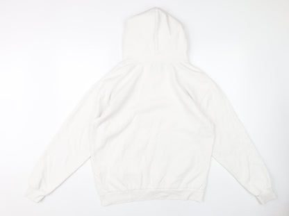 Zara Men's White Pullover Hoodie Size M