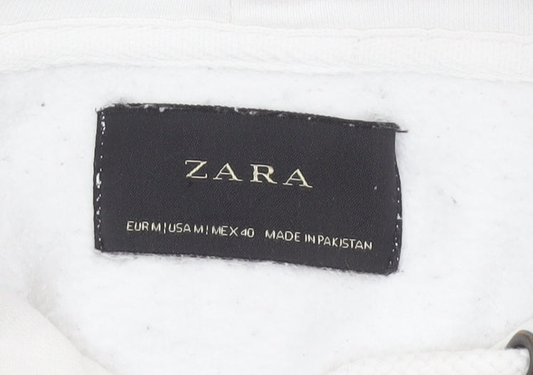 Zara Men's White Pullover Hoodie Size M