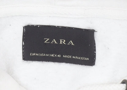 Zara Men's White Pullover Hoodie Size M