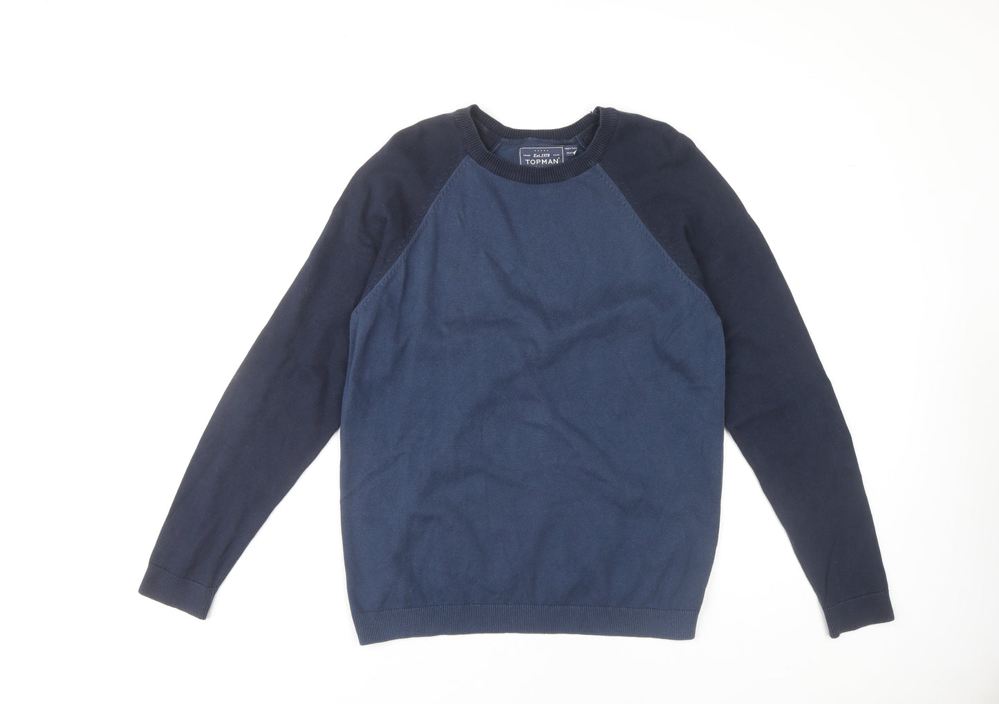 Topman Men's Blue Pullover Jumper, M, Crew Neck