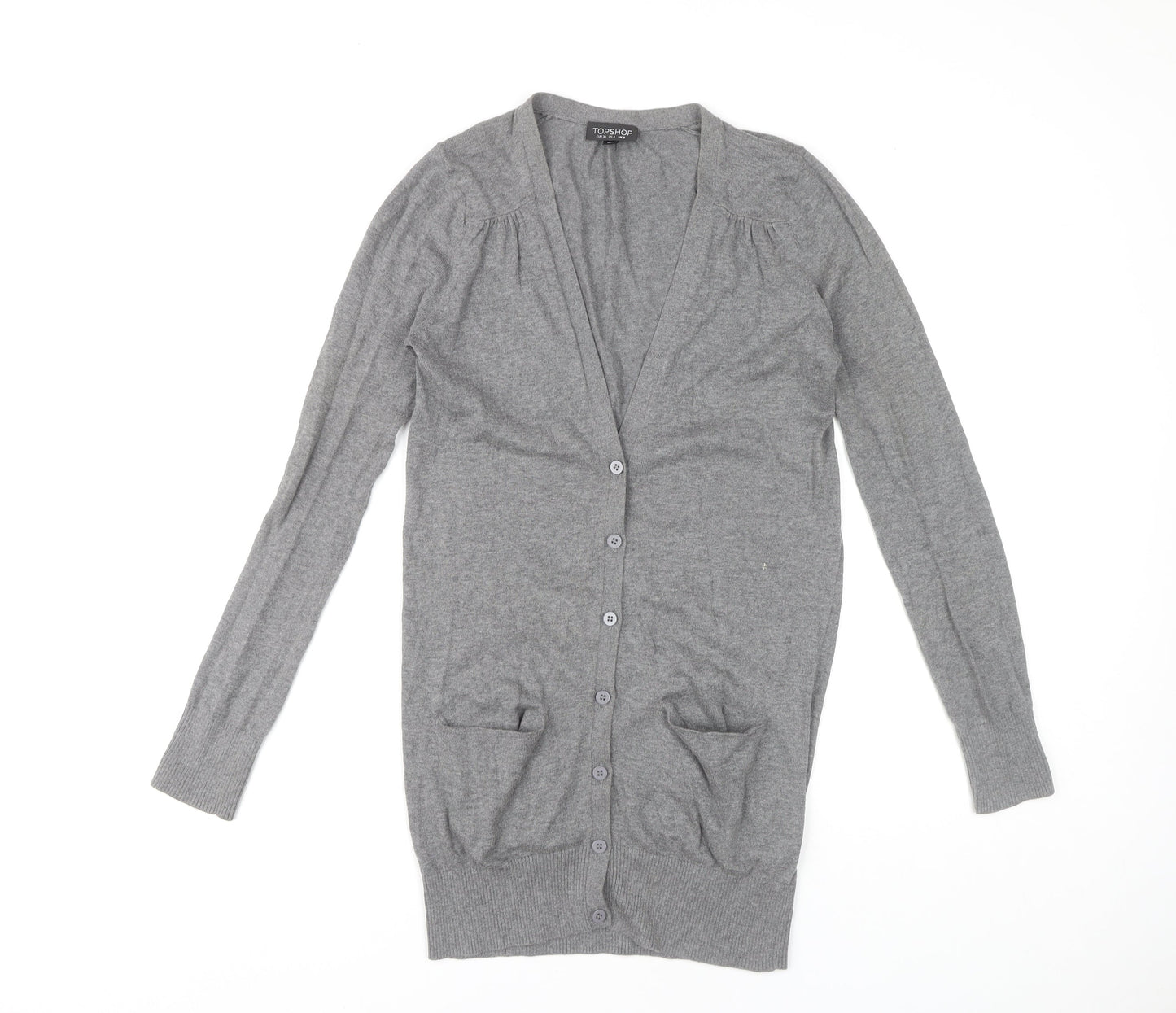 Womens UK Size 8 Topshop Grey Cardigan Jumper