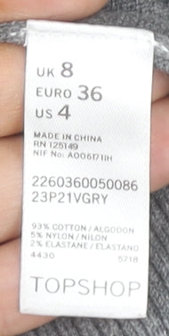 Womens UK Size 8 Topshop Grey Cardigan Jumper