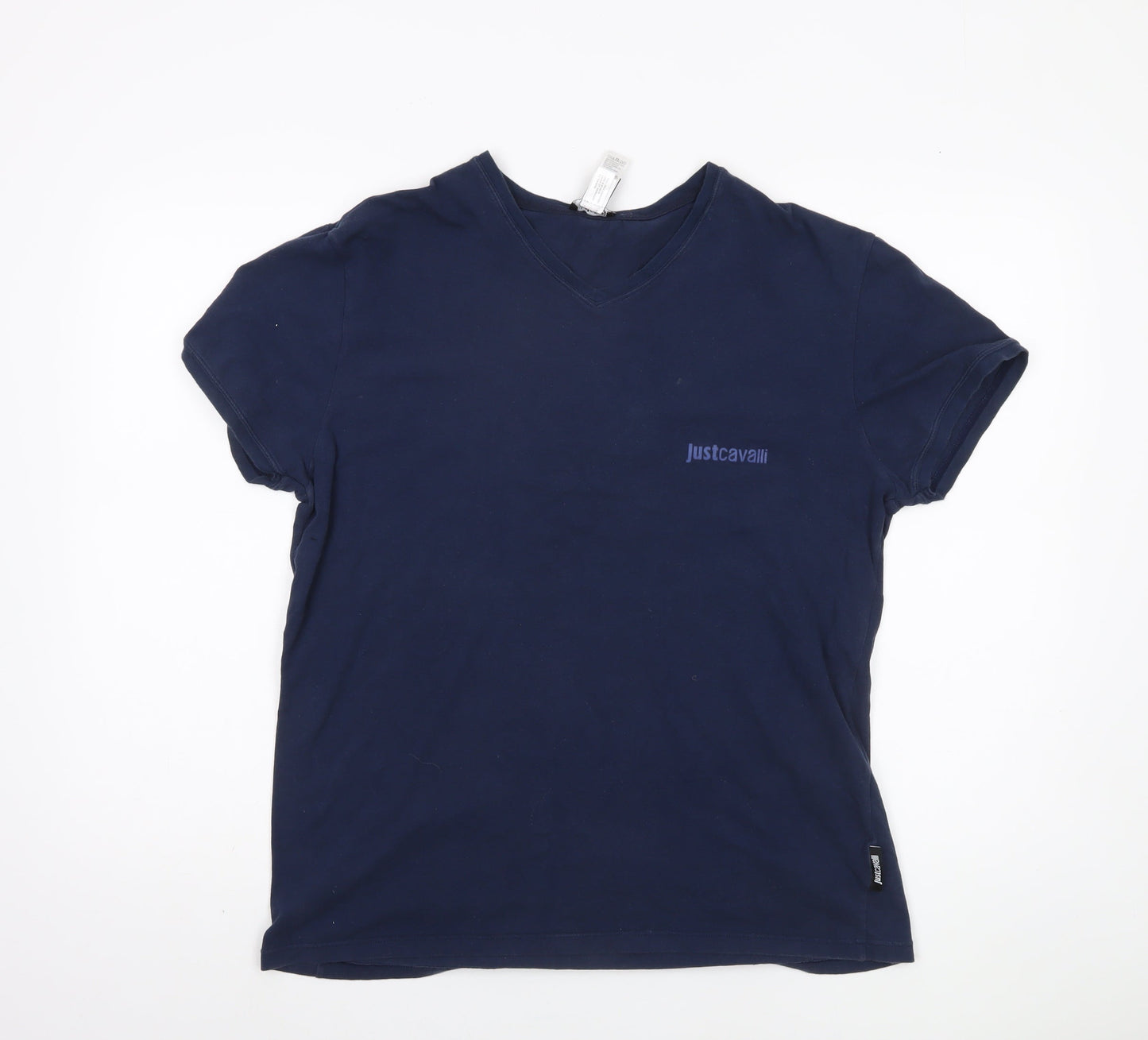 Just Cavalli Men's Blue V-Neck T-Shirt, Size 42