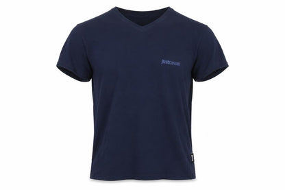 Just Cavalli Men's Blue V-Neck T-Shirt, Size 42