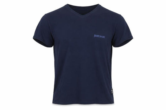 Just Cavalli Men's Blue V-Neck T-Shirt, Size 42