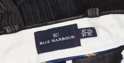 Marks and Spencer Men's Black Corduroy Trousers, Size 42