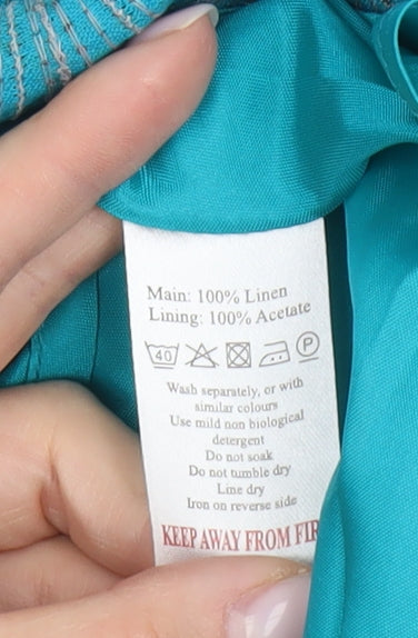 Monsoon Women's Blue A-Line Skirt, Size 10, Embroidered