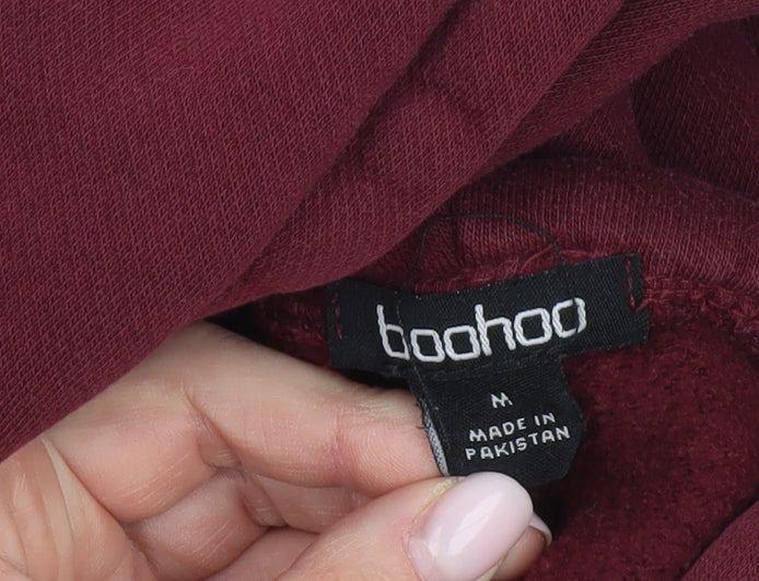 Boohoo Women's Red Pullover Hoodie, M, Casual Style