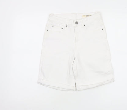 Marks and Spencer Women's White Bermuda Shorts, Size 6