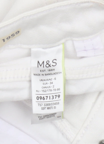Marks and Spencer Women's White Bermuda Shorts, Size 6