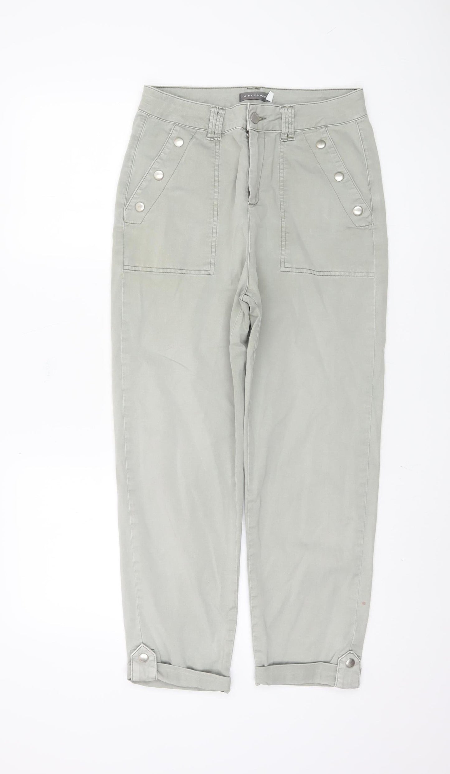 Womens UK Size 8 Mint Velvet Regular Fit Chino Grey Trousers