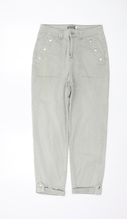 Womens UK Size 8 Mint Velvet Regular Fit Chino Grey Trousers