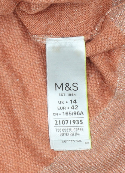 Womens UK Size 14 Marks and Spencer Orange Pullover Jumper