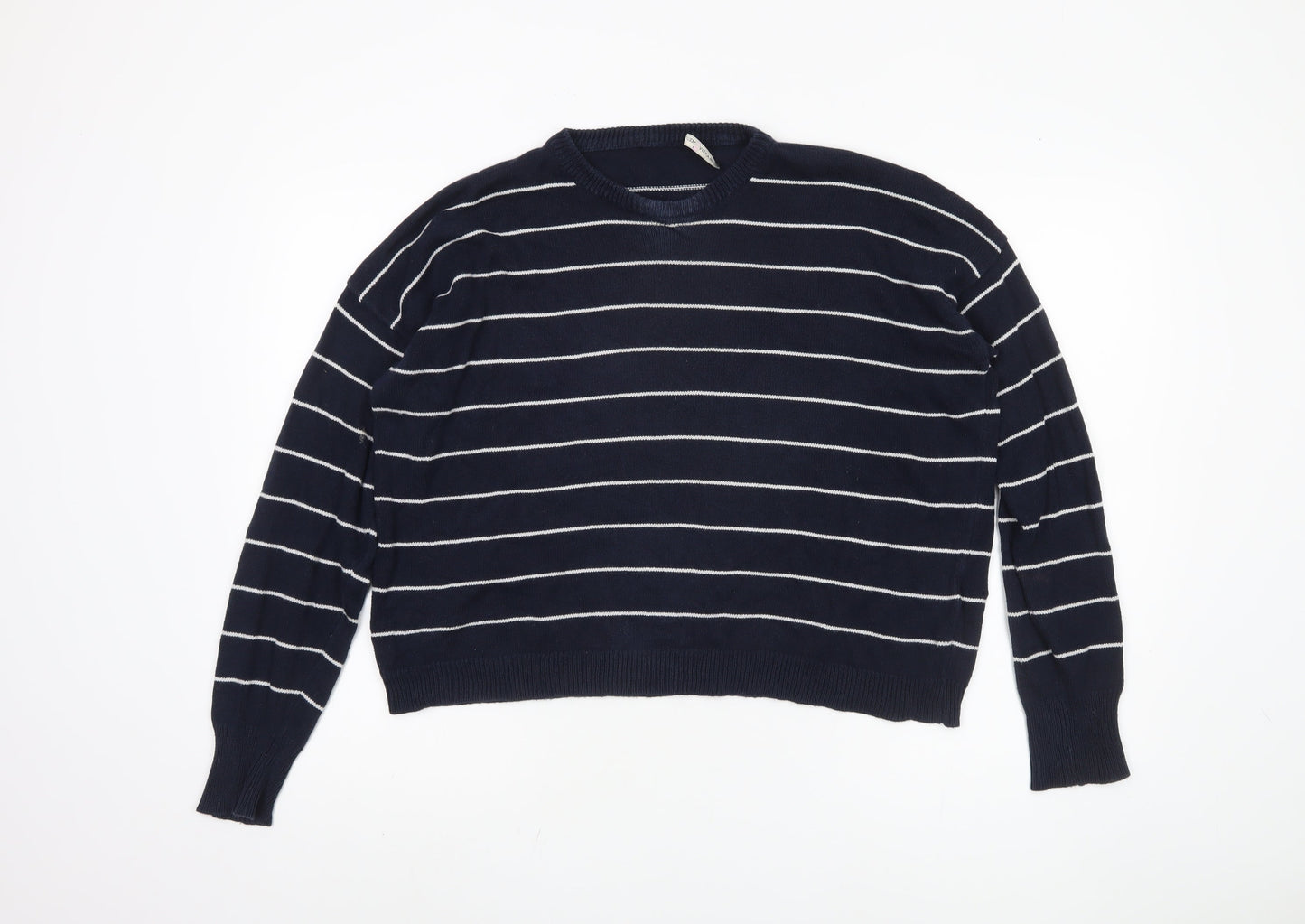 Brandy Melville Women's Blue Striped Pullover Jumper
