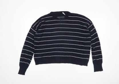 Brandy Melville Women's Blue Striped Pullover Jumper