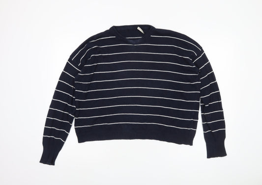 Brandy Melville Women's Blue Striped Pullover Jumper