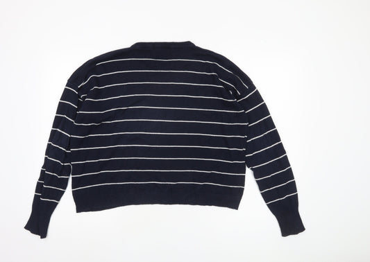 Brandy Melville Women's Blue Striped Pullover Jumper