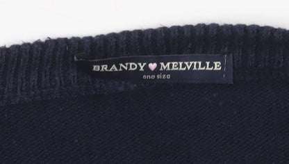 Brandy Melville Women's Blue Striped Pullover Jumper