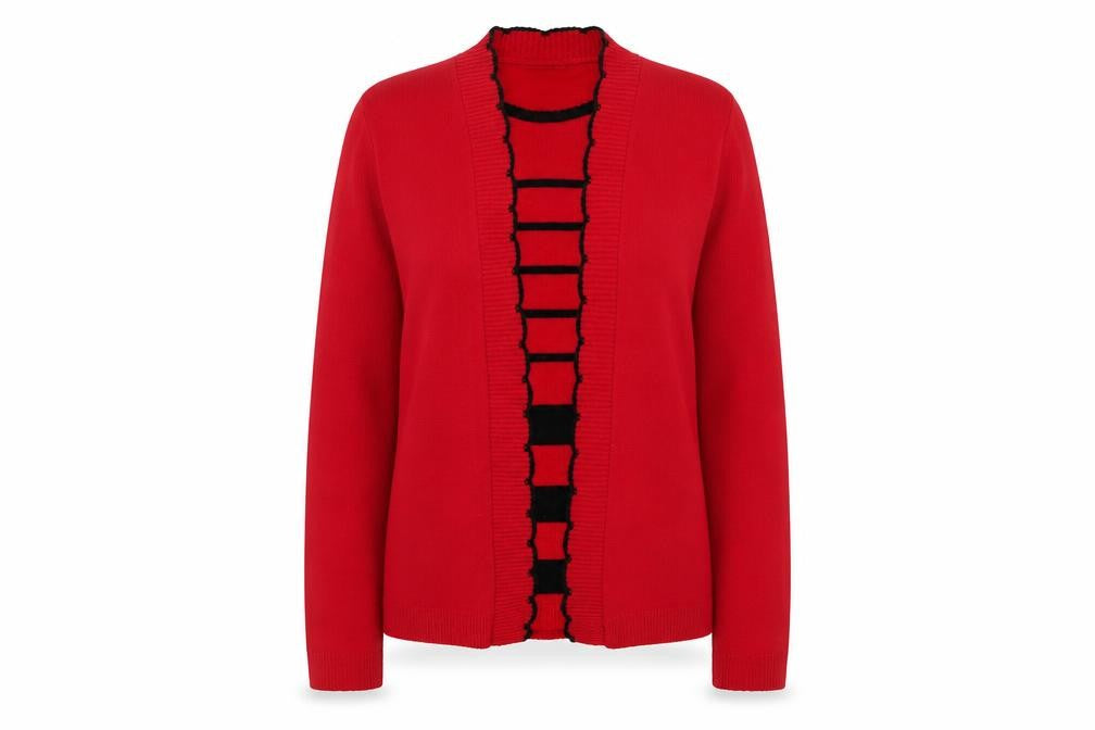 Womens UK Size S Pure & Natural Red Cardigan Jumper