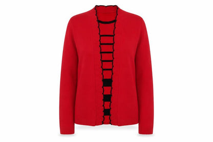 Womens UK Size S Pure & Natural Red Cardigan Jumper