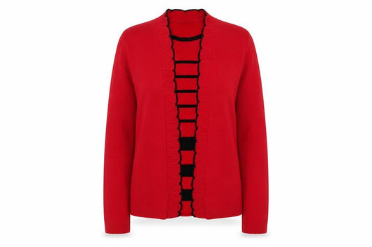 Womens UK Size S Pure & Natural Red Cardigan Jumper