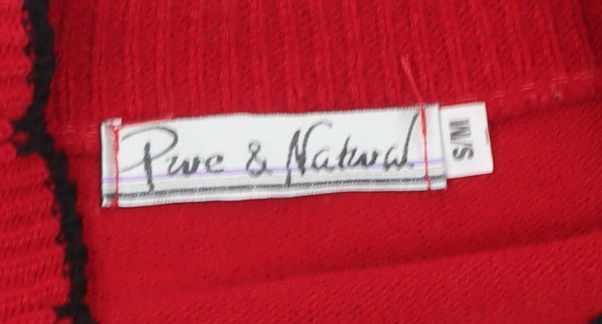 Womens UK Size S Pure & Natural Red Cardigan Jumper