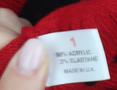 Womens UK Size S Pure & Natural Red Cardigan Jumper