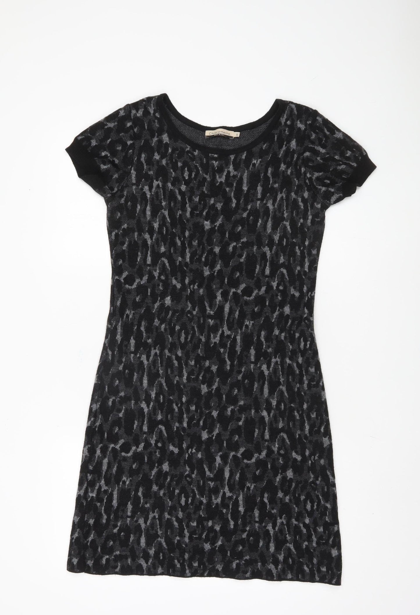 Chiaramente Women's Black Animal Print Knit Dress