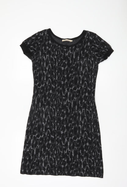 Chiaramente Women's Black Animal Print Knit Dress