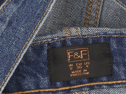 F&F Women's Blue Denim Pinafore Dress Size 8