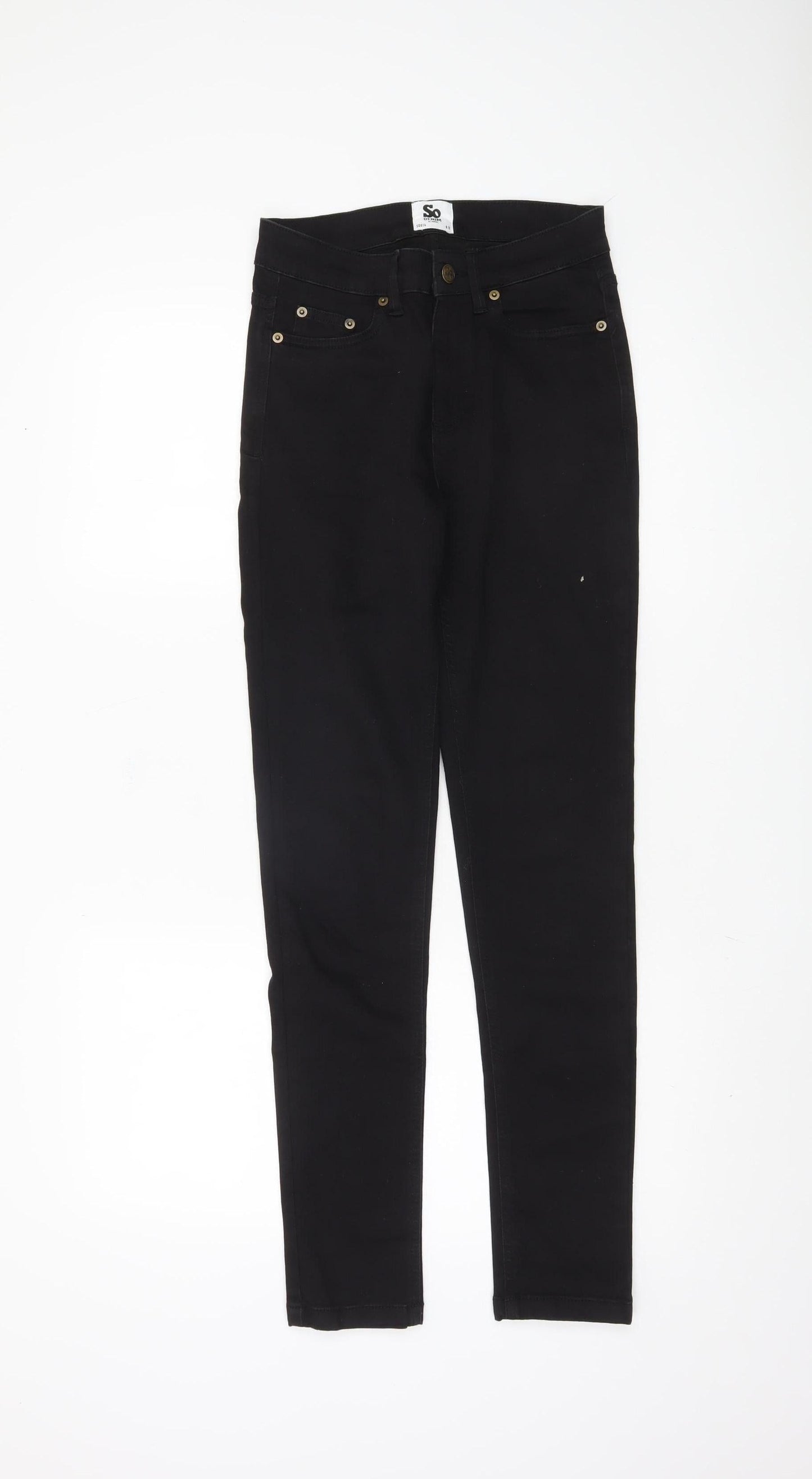Womens UK Size 8 So Denim Regular Fit Skinny Black Jeans