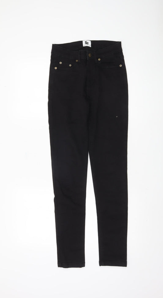 Womens UK Size 8 So Denim Regular Fit Skinny Black Jeans