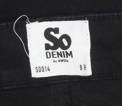 Womens UK Size 8 So Denim Regular Fit Skinny Black Jeans