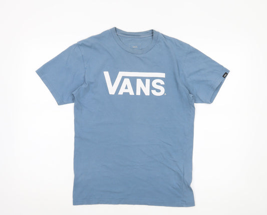 Vans Men's Blue T-Shirt, Size S - Classic Fit, Logo Design