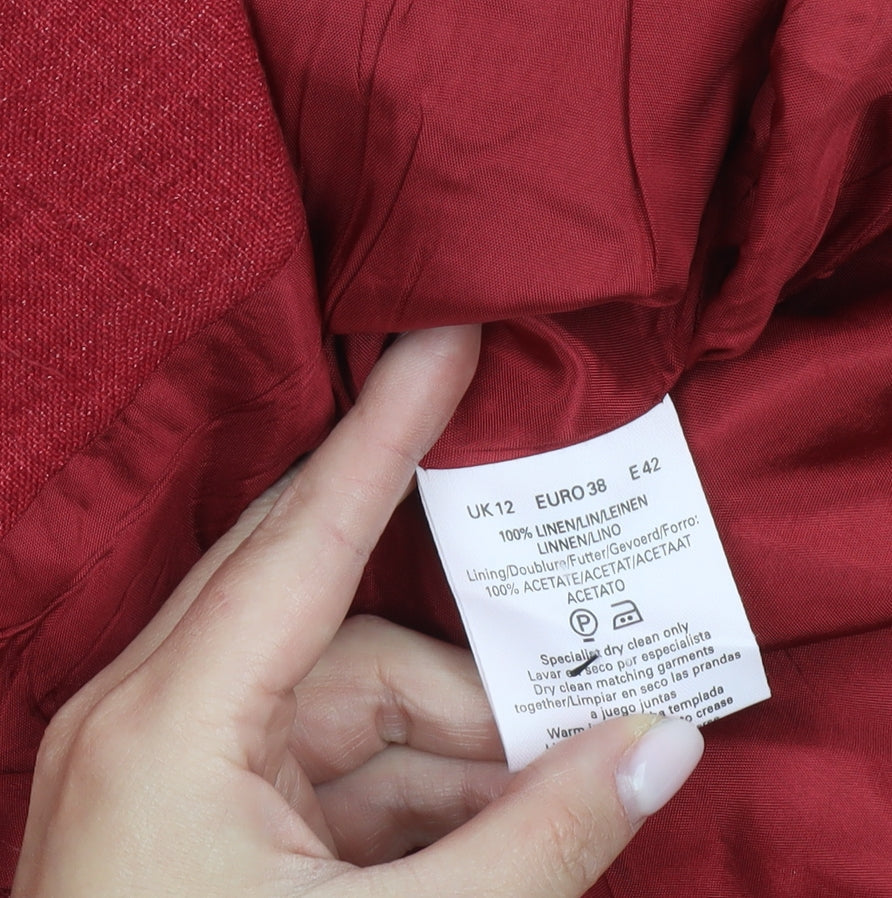 Principles Women's Red Linen Blazer, Size 12, Petite Fit