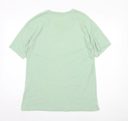 Pull & Bear Men's Green Retro Graphic T-Shirt M