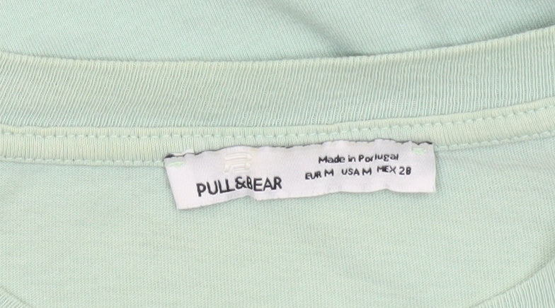 Pull & Bear Men's Green Retro Graphic T-Shirt M